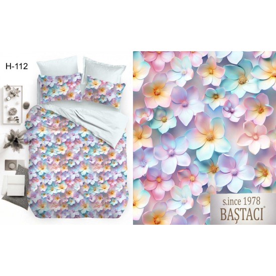 H-112 Reaktif Baskı Koyu Dijital Nevresim Kumaş 