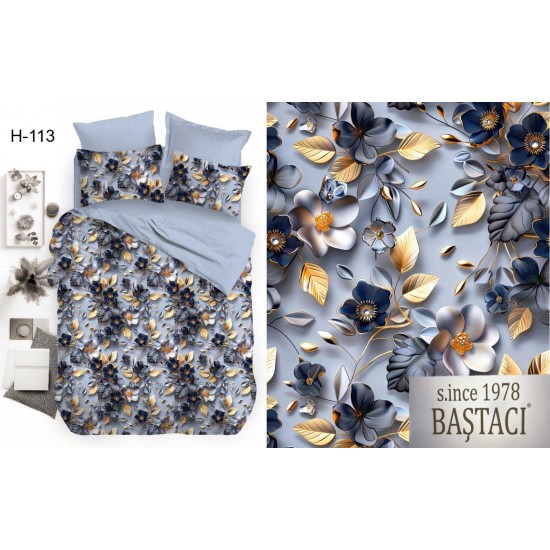 H-113 Reaktif Baskı Koyu Dijital Nevresim Kumaş 