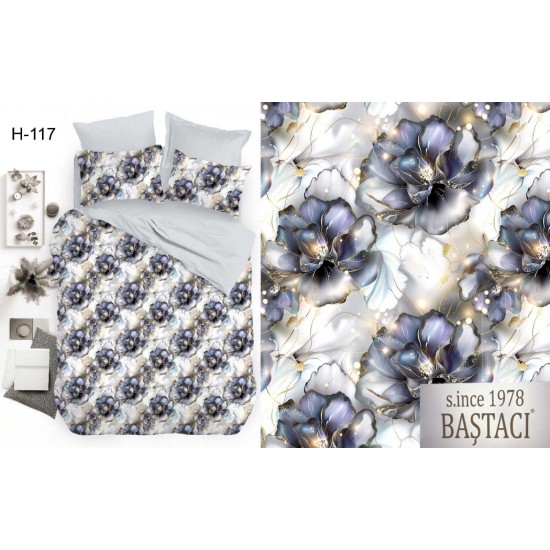 H-117 Reaktif Baskı Koyu Dijital Nevresim Kumaş 