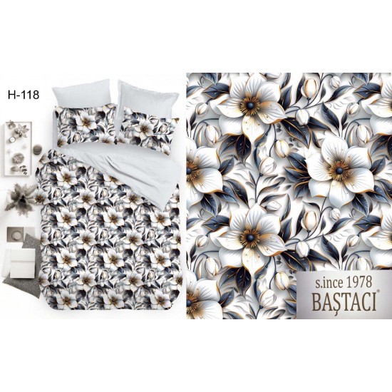 H-118 Reaktif Baskı Koyu Dijital Nevresim Kumaş 