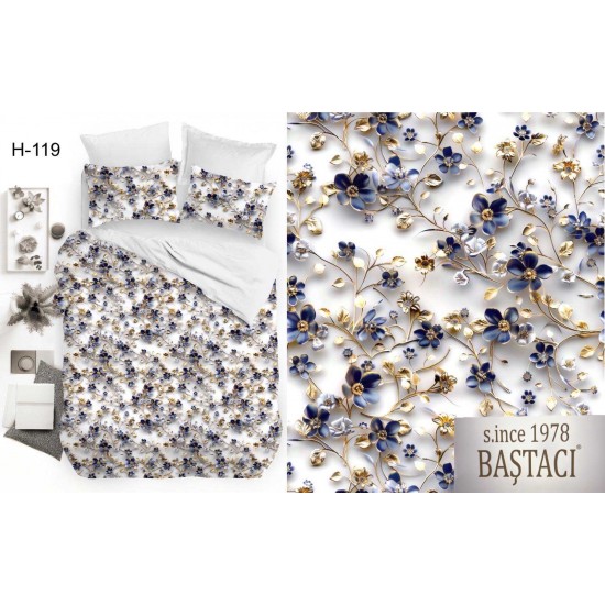 H-119 Reaktif Baskı Koyu Dijital Nevresim Kumaş 