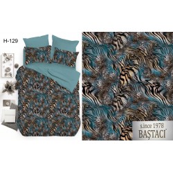 H-129 Reaktif Baskı Koyu Dijital Nevresim Kumaş 