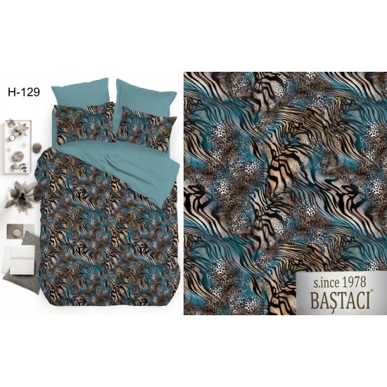 H-129 Reaktif Baskı Koyu Dijital Nevresim Kumaş 