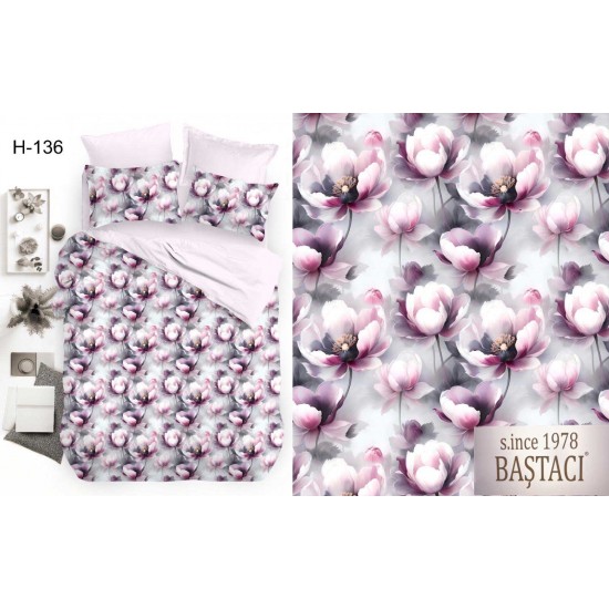 H-136 Reaktif Baskı Koyu Dijital Nevresim Kumaş 