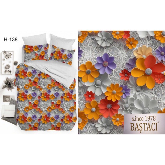 H-138 Reaktif Baskı Koyu Dijital Nevresim Kumaş 