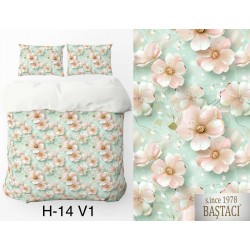 H-14-V1 Reaktif Baskı Koyu Dijital Nevresim Kumaş 