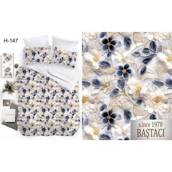 H-147 Reaktif Baskı Koyu Dijital Nevresim Kumaş 