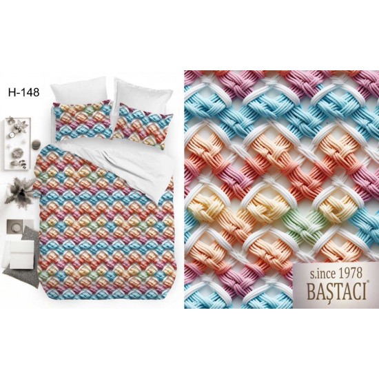 H-148 Reaktif Baskı Koyu Dijital Nevresim Kumaş 