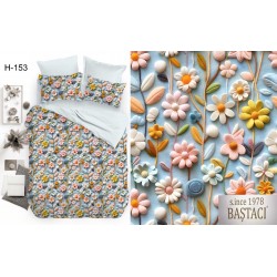 H-153 Reaktif Baskı Koyu Dijital Nevresim Kumaş 