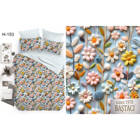 H-153 Reaktif Baskı Koyu Dijital Nevresim Kumaş 