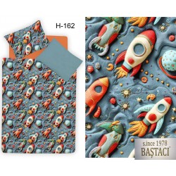 H-162 Reaktif Baskı Koyu Dijital Nevresim Kumaş 