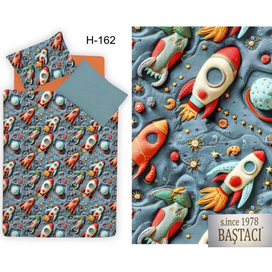 H-162 Reaktif Baskı Koyu Dijital Nevresim Kumaş 