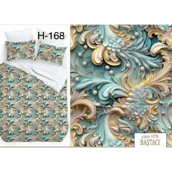 H-168-V-1 Reaktif Baskı Koyu Dijital Nevresim Kumaş 