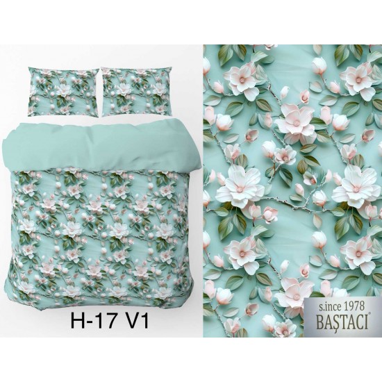 H-17-V1 Reaktif Baskı Koyu Dijital Nevresim Kumaş 