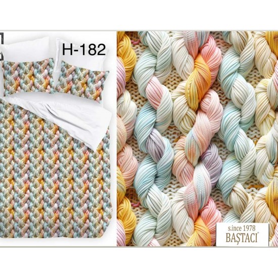 H-182-V-1 Reaktif Baskı Koyu Dijital Nevresim Kumaş 