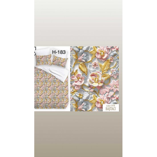 H-183-V-1 Reaktif Baskı Koyu Dijital Nevresim Kumaş 