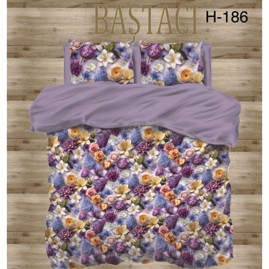 H-186 Reaktif Baskı Koyu Dijital Nevresim Kumaş 