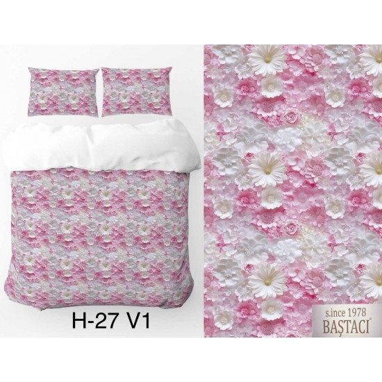 H-27-V1 Reaktif Baskı Koyu Dijital Nevresim Kumaş 