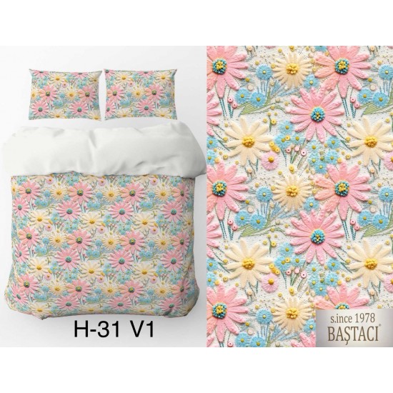 H-31-V1 Reaktif Baskı Koyu Dijital Nevresim Kumaş 