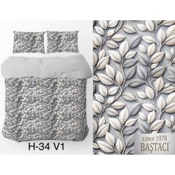 H-34-V1 Reaktif Baskı Koyu Dijital Nevresim Kumaş 