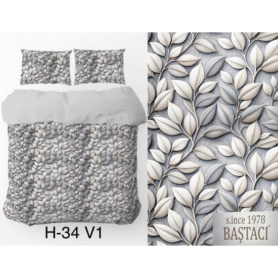 H-34-V1 Reaktif Baskı Koyu Dijital Nevresim Kumaş 