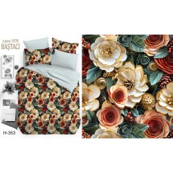 H-353 Reaktif Baskı Koyu Dijital Nevresim Kumaş 