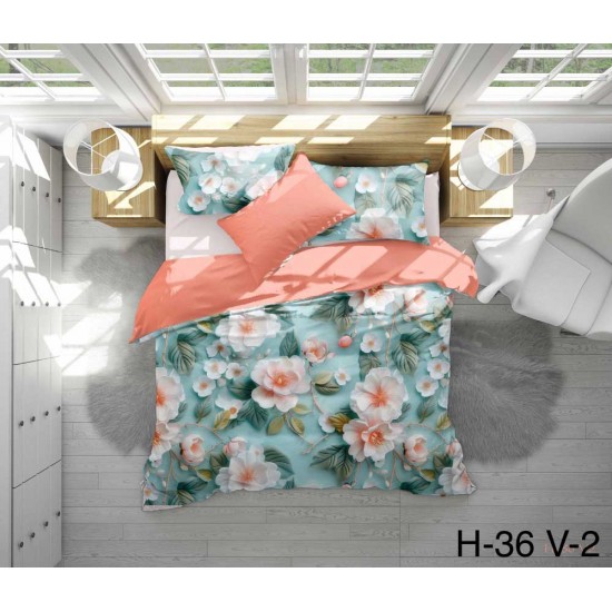 H-36-V-2 Reaktif Baskı Koyu Dijital Nevresim Kumaş 