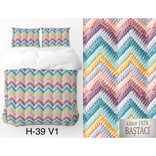 H-39-V1-2 Reaktif Baskı Koyu Dijital Nevresim Kumaş 