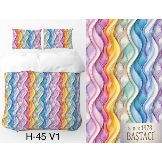 H-45-V1 Reaktif Baskı Koyu Dijital Nevresim Kumaş 