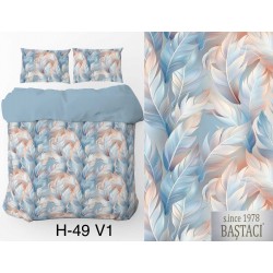 H-49-V1 Reaktif Baskı Koyu Dijital Nevresim Kumaş 