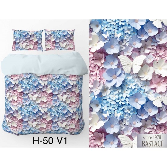 H-50-V1 Reaktif Baskı Koyu Dijital Nevresim Kumaş 