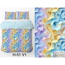 H-51-V1 Reaktif Baskı Koyu Dijital Nevresim Kumaş 