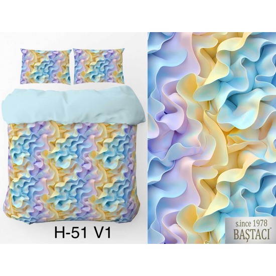 H-51-V1 Reaktif Baskı Koyu Dijital Nevresim Kumaş 