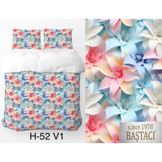 H-52-V1 Reaktif Baskı Koyu Dijital Nevresim Kumaş 