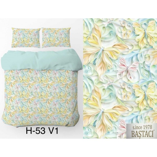 H-53-V1 Reaktif Baskı Koyu Dijital Nevresim Kumaş 