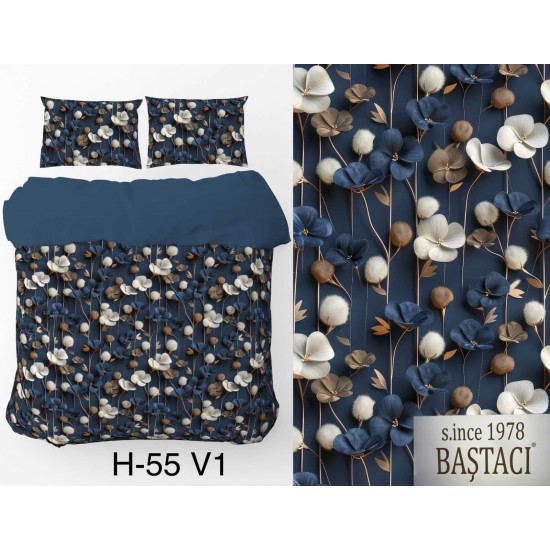 H-55-V1 Reaktif Baskı Koyu Dijital Nevresim Kumaş 