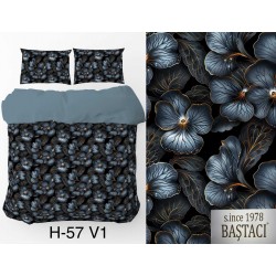 H-57-V1 Reaktif Baskı Koyu Dijital Nevresim Kumaş 