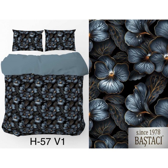 H-57-V1 Reaktif Baskı Koyu Dijital Nevresim Kumaş 