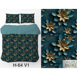 H-64-V1 Reaktif Baskı Koyu Dijital Nevresim Kumaş 