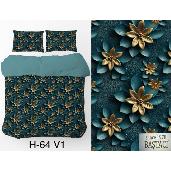 H-64-V1 Reaktif Baskı Koyu Dijital Nevresim Kumaş 