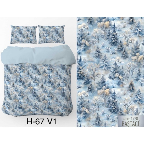 H-67-V1 Reaktif Baskı Koyu Dijital Nevresim Kumaş 