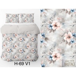 H-69-V1 Reaktif Baskı Koyu Dijital Nevresim Kumaş 