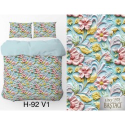 H-92-V1 Reaktif Baskı Koyu Dijital Nevresim Kumaş 