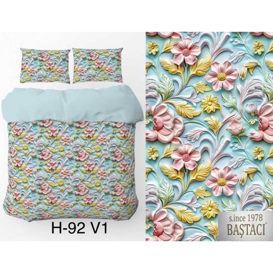 H-92-V1 Reaktif Baskı Koyu Dijital Nevresim Kumaş 