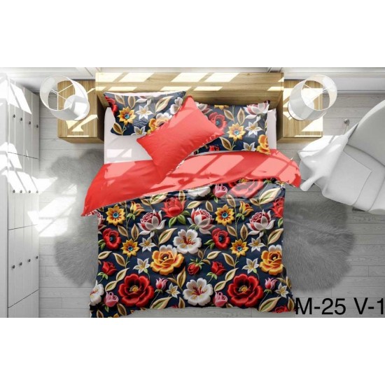 M-25-V-1 Reaktif Baskı Koyu Dijital Nevresim Kumaş 